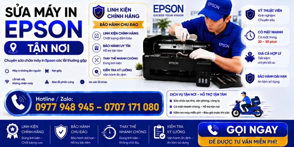 Dịch vụ Sửa máy in Epson tận nơi TPHCM nhanh, đúng lỗi, báo giá rõ