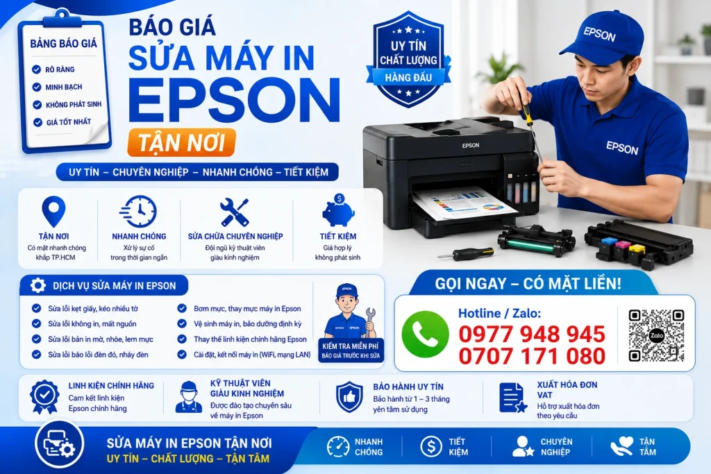 Báo giá sửa máy in Epson tận nơi tại TPHCM - Uy Tín, Nhanh Chóng