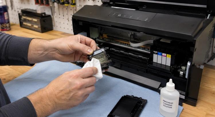 kiem tra ve sinh may in epson truoc khi bom muc tai quan 10