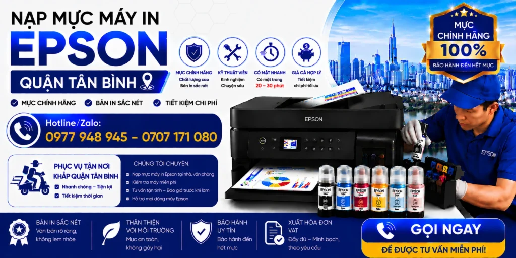 Nạp mực máy in Epson Quận Tân Bình Uy Tín – Cam Kết Mực Chuẩn 1 nap muc may in epson tai quan tan binh